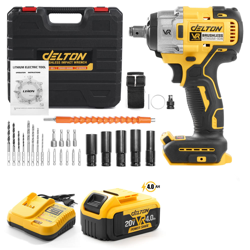 บล็อกกระแทกไร้สาย (พร้อมแบตเตอรี่) DELTON รุ่น CWT-991-32 VR-SERIES 20V 4AH พร้อมอุปกรณ์เสริม 32 ชิ้น